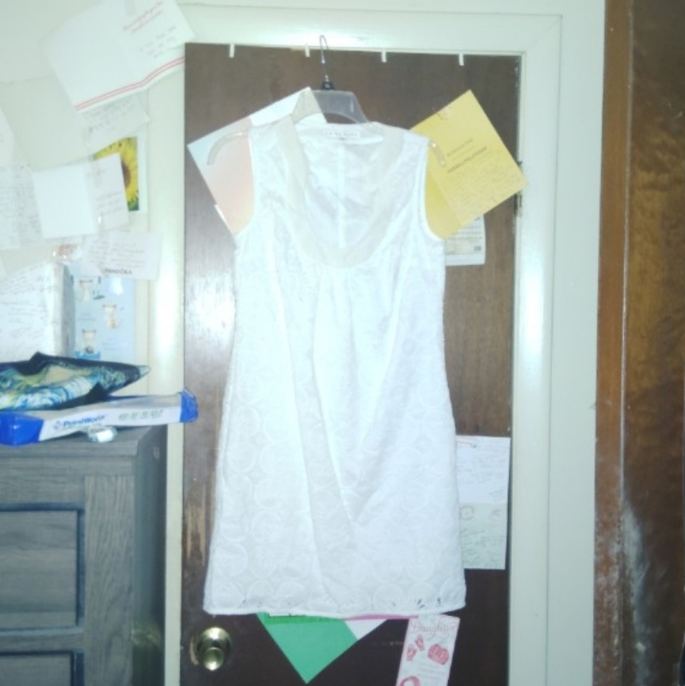 TRINA TURK White Linen Shift Dress - Bridal Shower Size 4